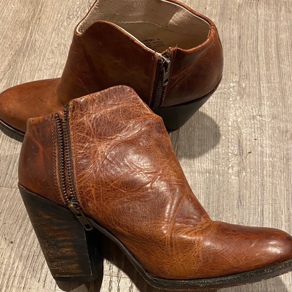 Freebird Cognac Leather Heeled Boots